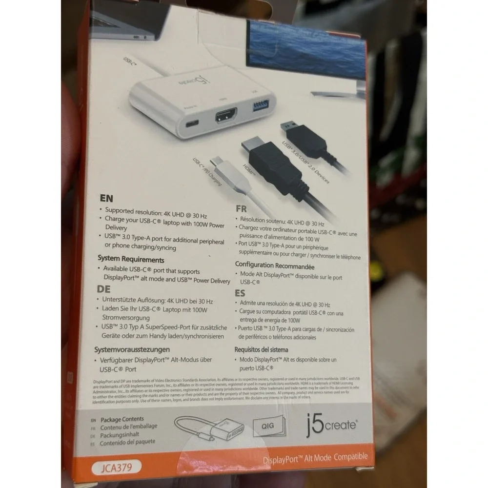 j5create USB-C to HDMI & USB 3.0 with power delivery 9.8 in. Cable JCA379